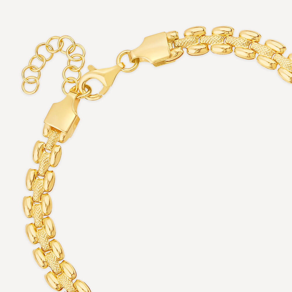 Yellow Gold Plated Sterling Silver Brick Link Bracelet image number 4