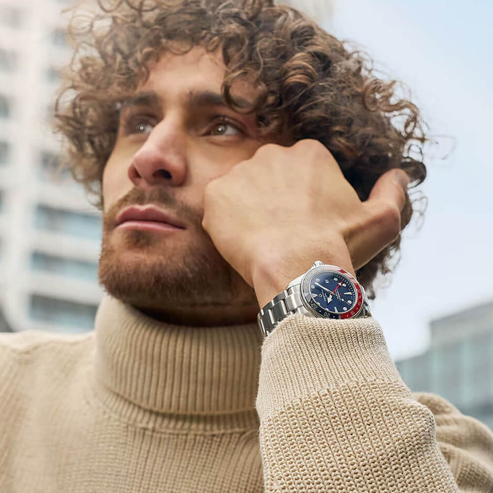 Certina DS Action GMT Powermatic 80 41mm Blue Dial Red & Blue Bezel Steel Bracelet Watch image number 6