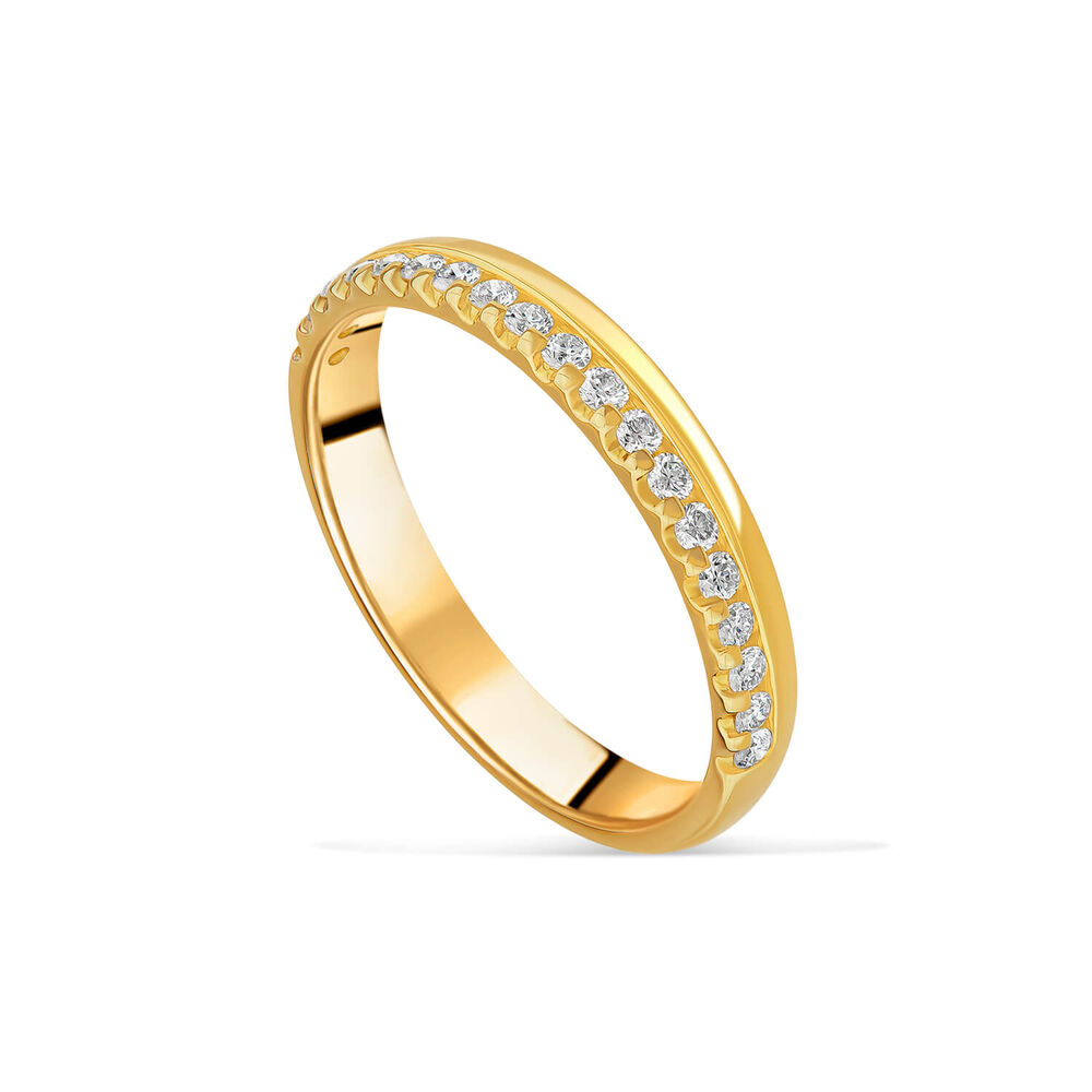 9ct Yellow Gold 3mm 0.20ct Diamond Offset Wedding Ring image number 0