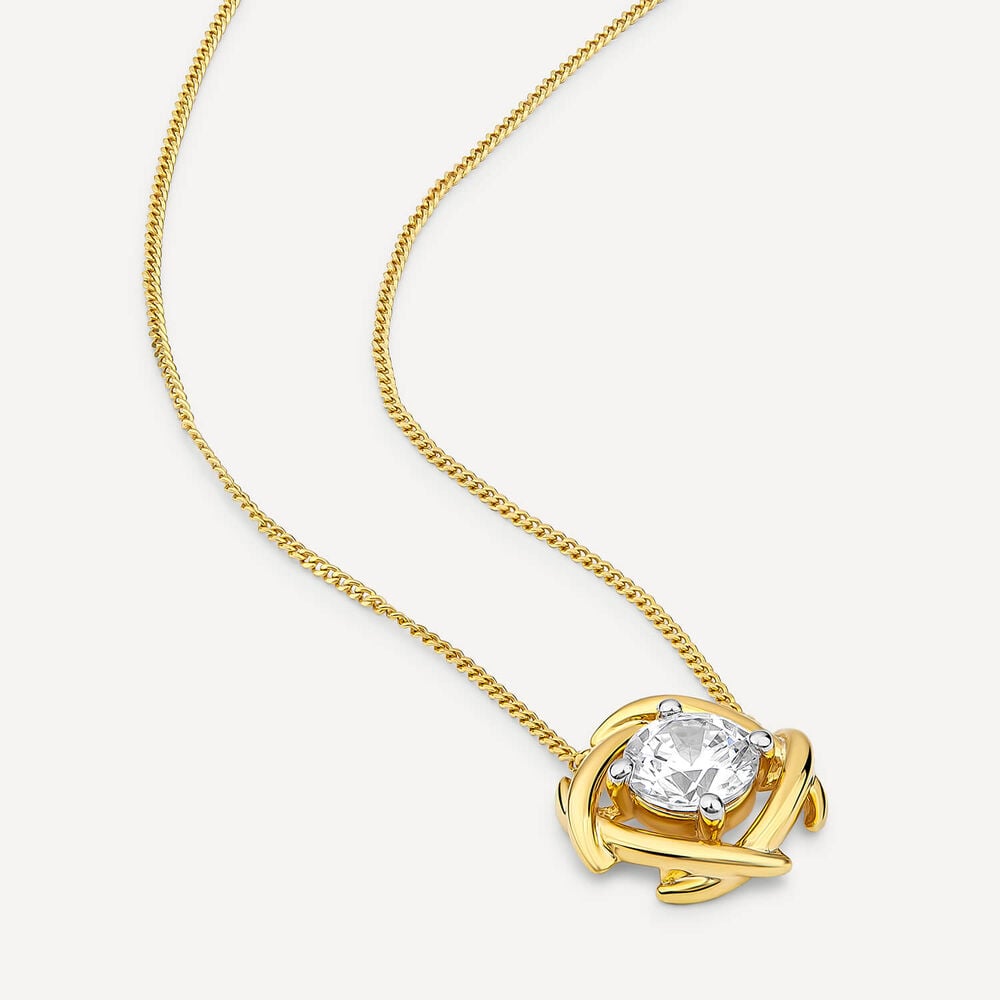 9ct Yellow Gold 1.00ct Lab Grown Entwined Love Knot Pendant image number 2