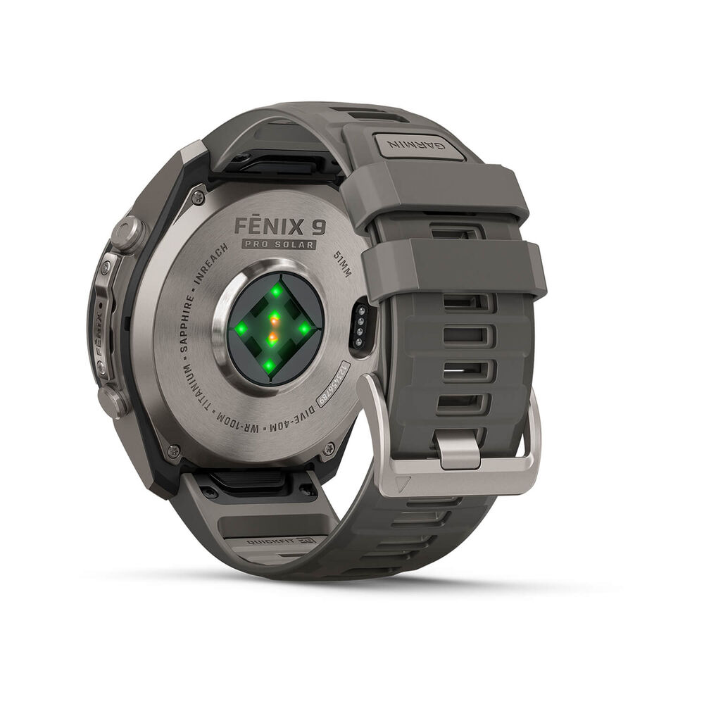 Garmin fenix 9 Pro Solar 51mm Titanium Pebble Grey Silicone Strap Watch