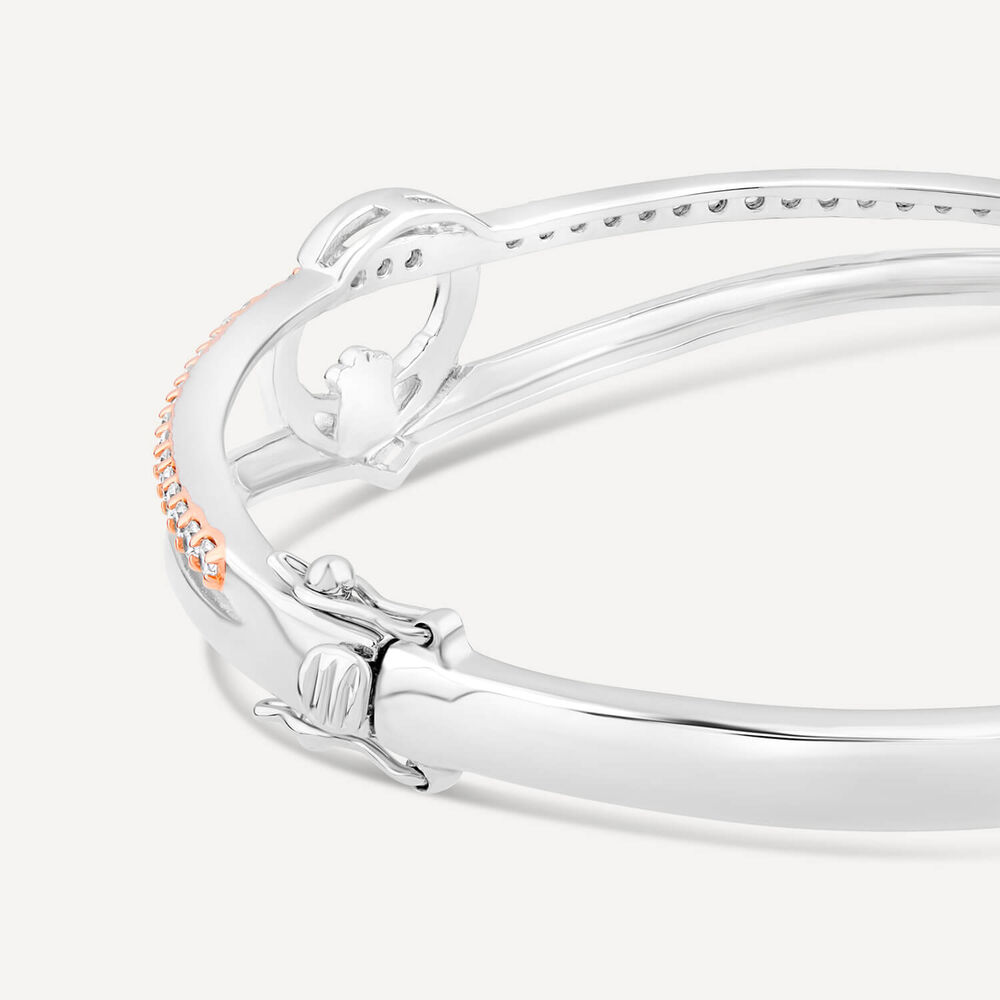 Sterling Silver & Rose Gold Plated Claddagh Cubic Zirconia Bangle image number 4