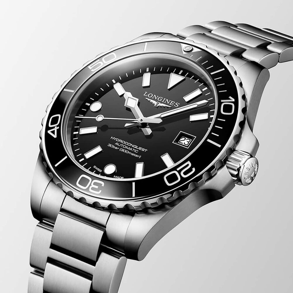 Longines HydroConquest 42mm Black Dial & Bezel Steel Bracelet Watch