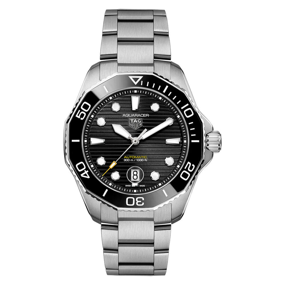 TAG Heuer Aquaracer Diver 43mm Black Dial Black Bezel Steel Case Bracelet Watch