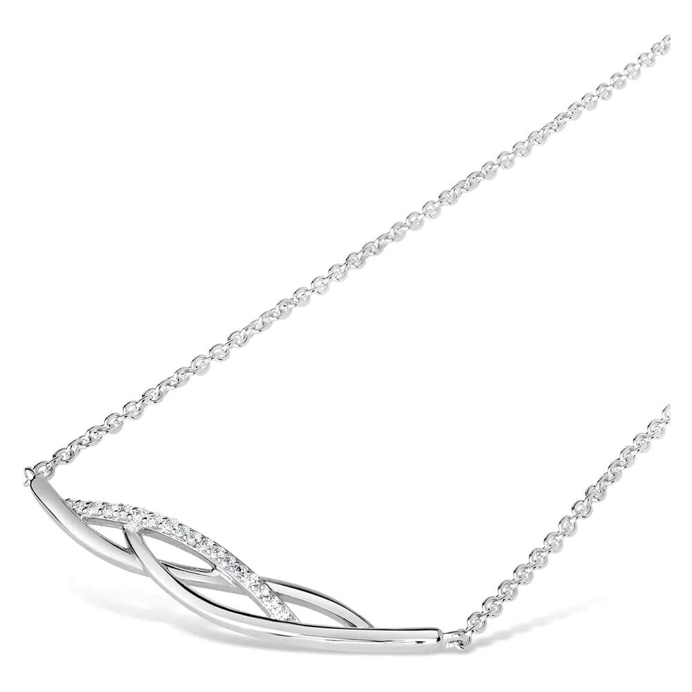 Sterling Silver 3-Strand Cubic Zirconia Curved Necklace image number 1