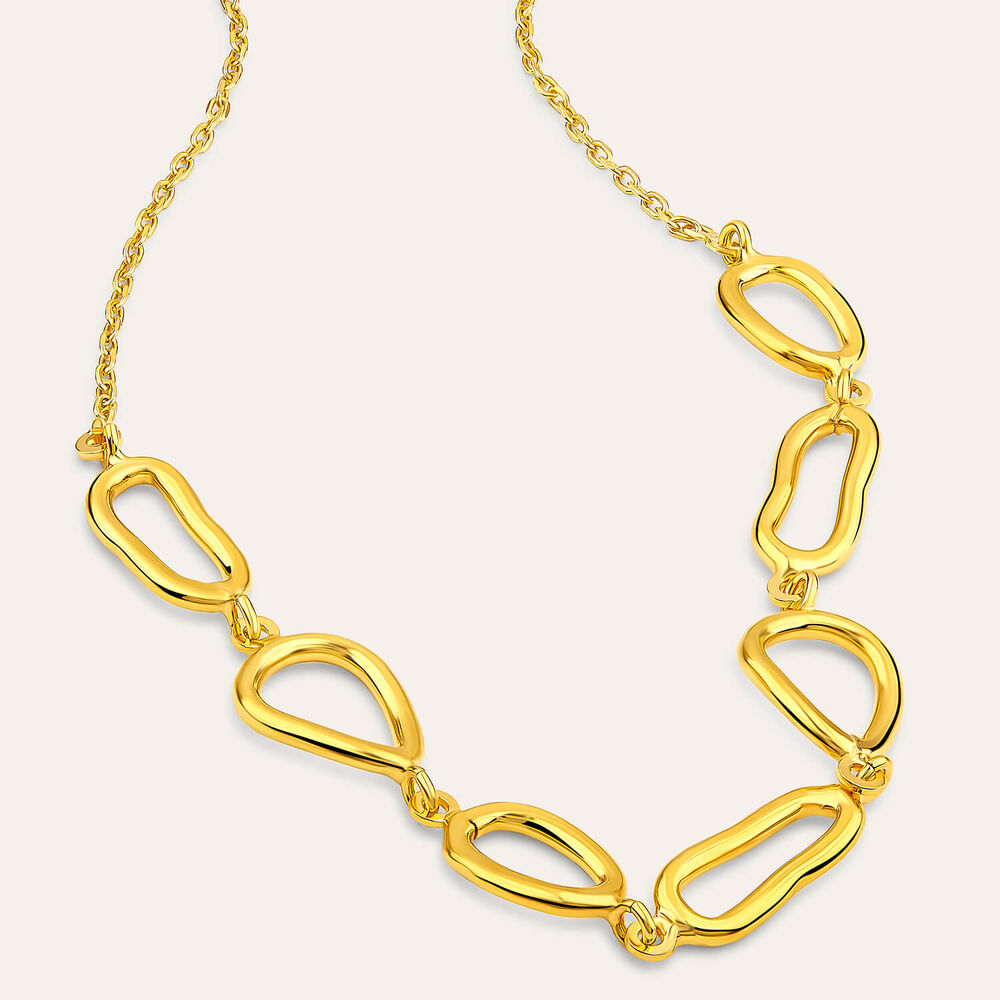 Yellow Gold Plated Sterling Silver Open Tear Loop Necklet