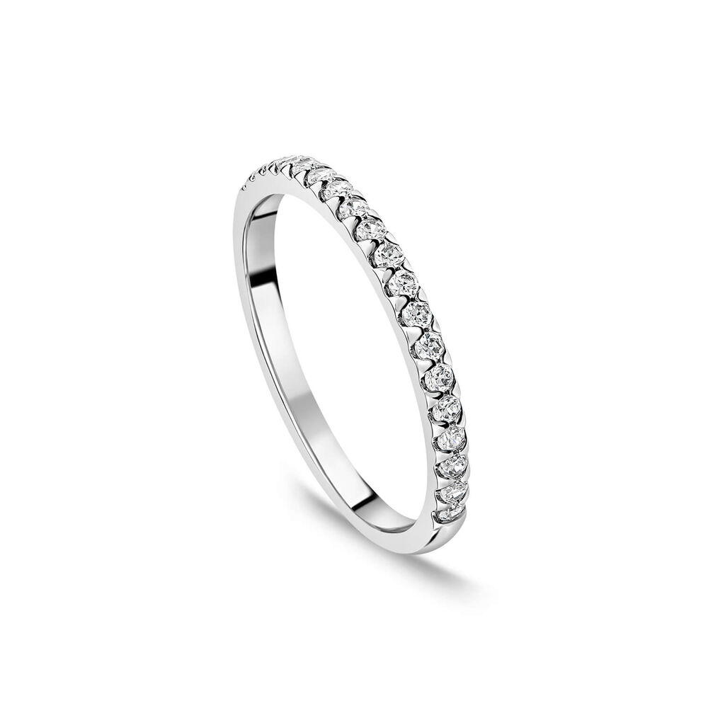 9ct White Gold 1.7mm 0.15ct Diamond Triangle Claw Wedding Ring