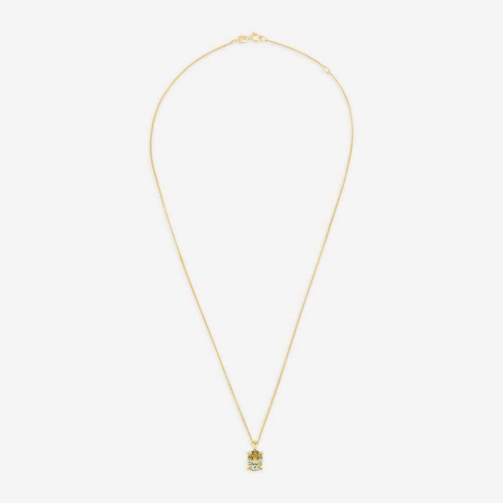 9ct Yellow Gold Oval Green Amethyst Pendant image number 2