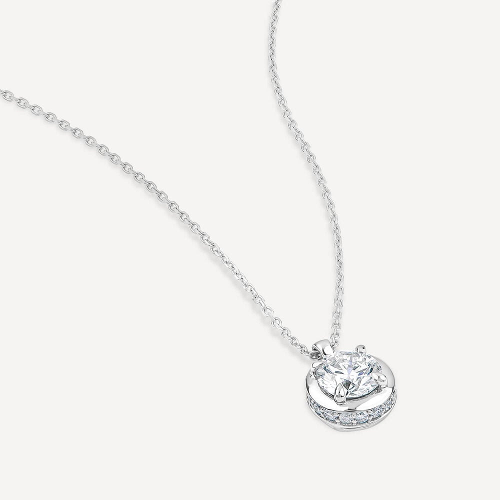 Born Orbit 9ct White Gold Lab Grown 0.82ct Round Diamond Pendant image number 2