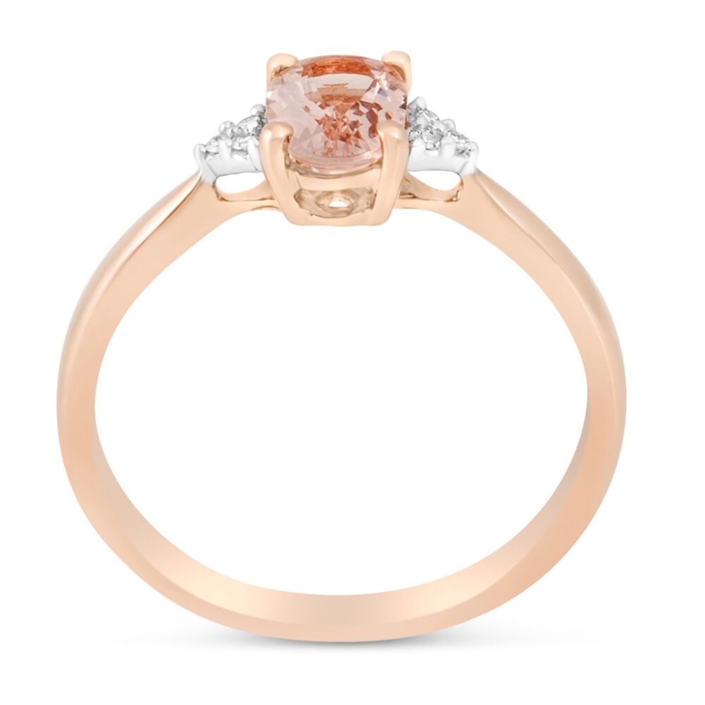 9ct Rose Gold Oval Morganite and Diamond Ring image number 2