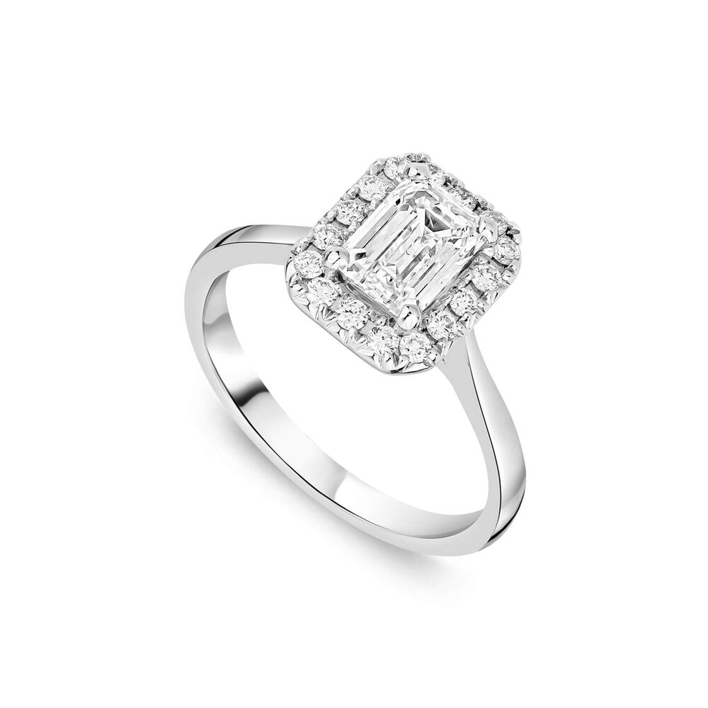 Born Platinum 1.20 Lab Grown Emerald Cut Halo Diamond Ring