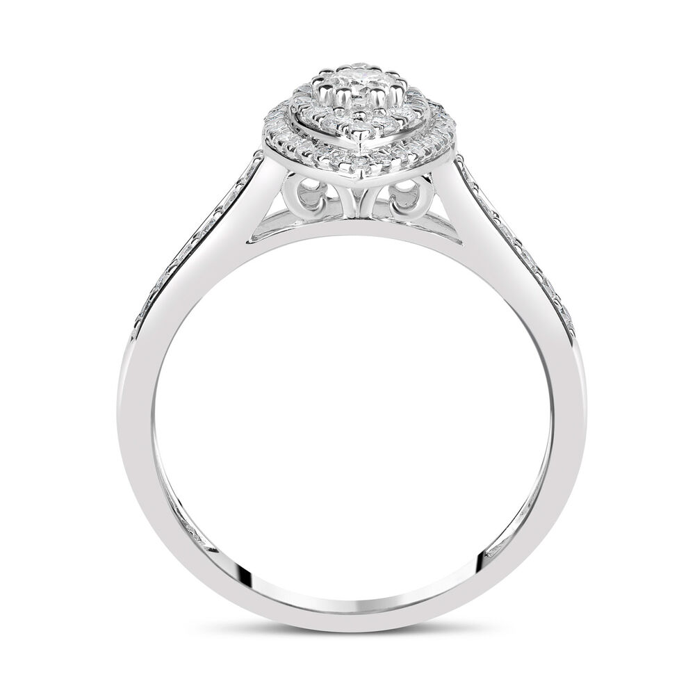 9ct White Gold 0.50ct Diamond Marquise Cluster Ring image number 6
