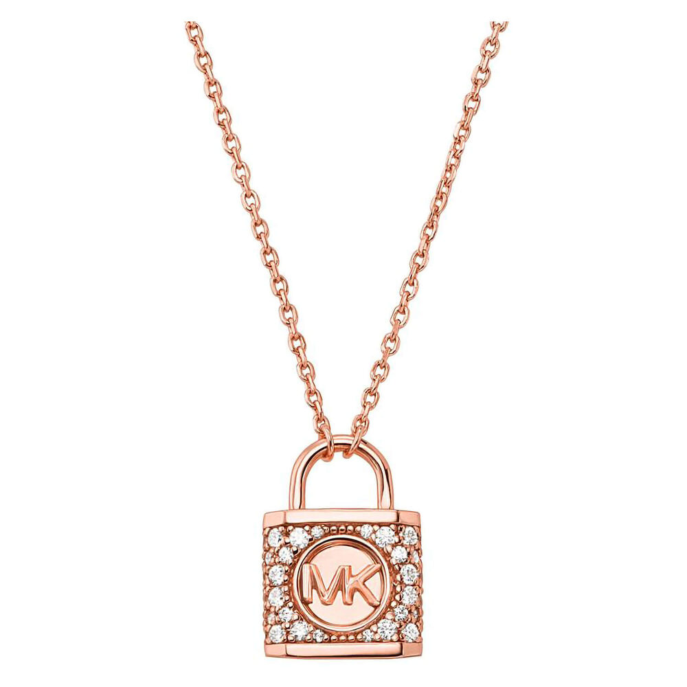 Michael Kors Rose Gold Plated Lock Necklace image number 1