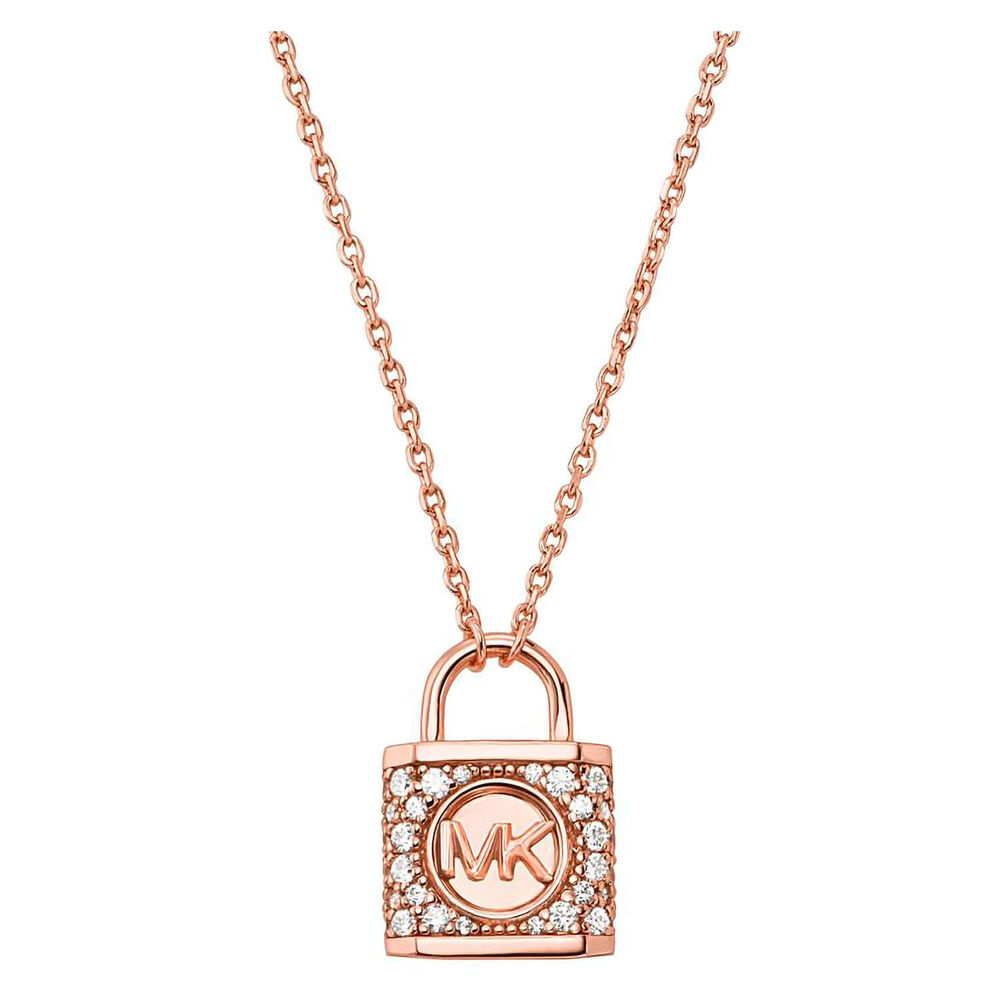 Michael Kors Rose Gold Plated Lock Necklace