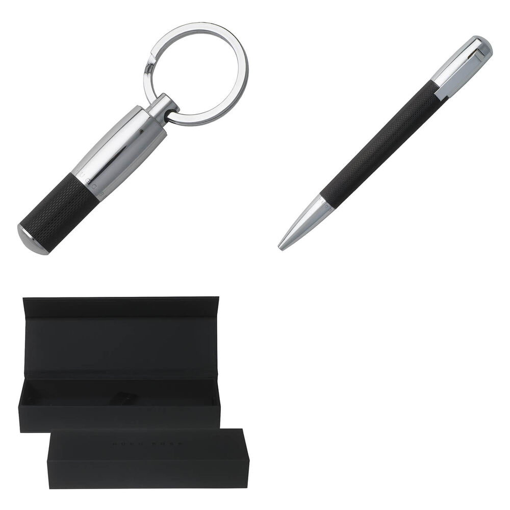Hugo Boss Pure Black Ballpoint Pen Key Ring Set image number 0