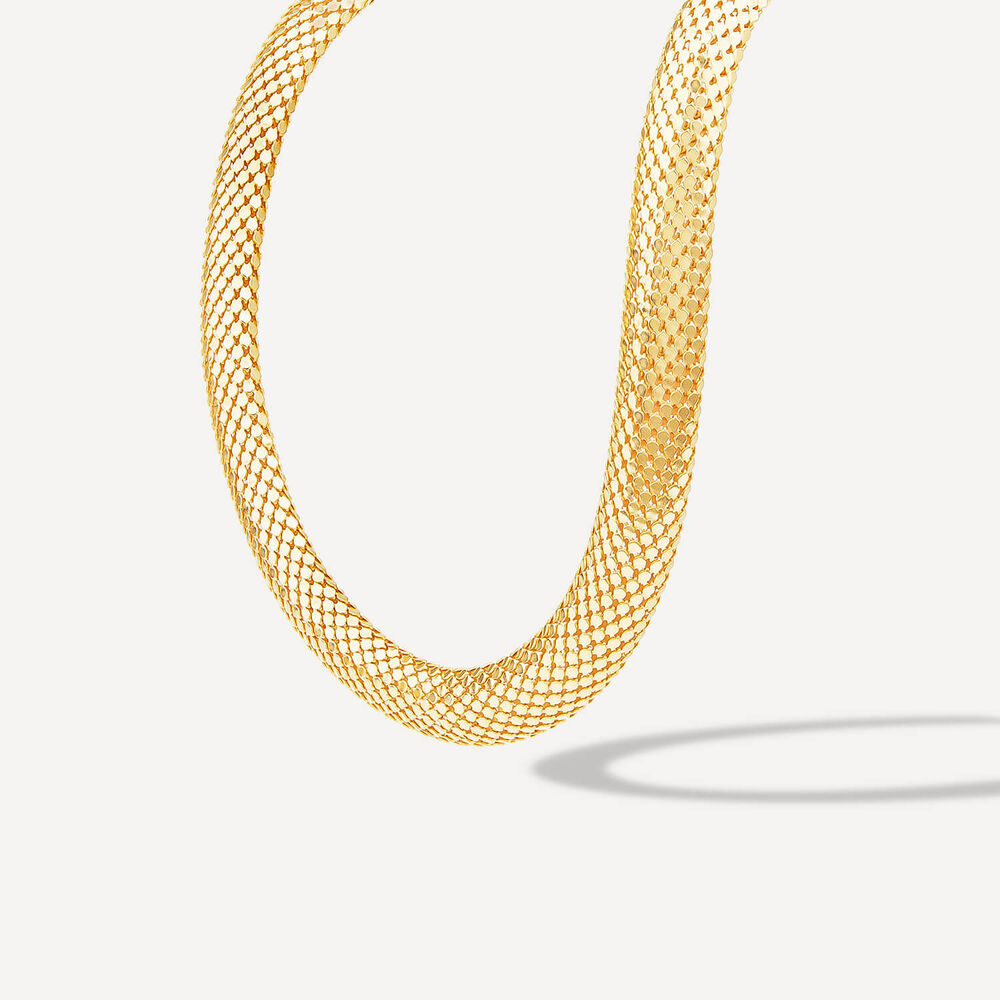 Silver & Yellow Gold Plated Woven Heavy Weight Necklace image number 1