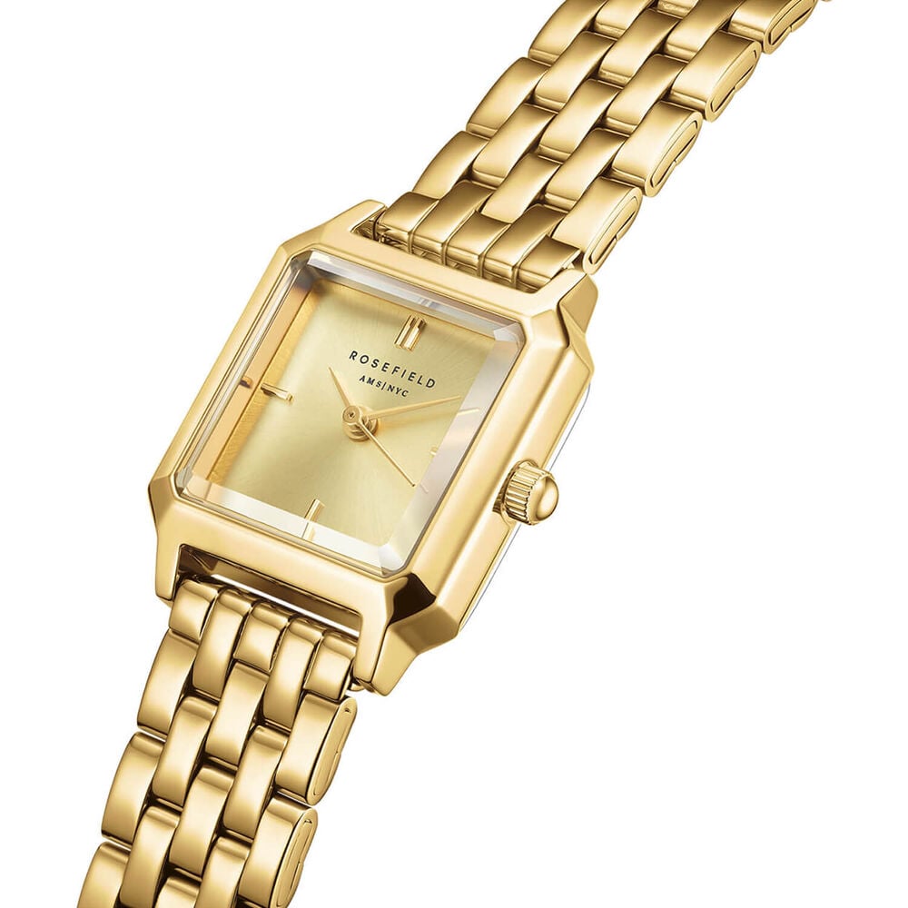 Rosefield Boxelle Champagne 19.5x19.5mm Dial 23k Gold Plated Steel Bracelet Watch