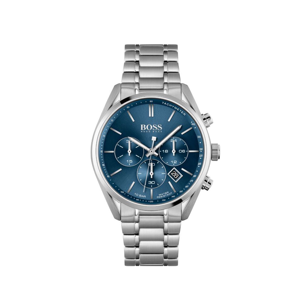 BOSS Champion 44mm Blue Dial Chronograph Steel Case Bracelet Watch