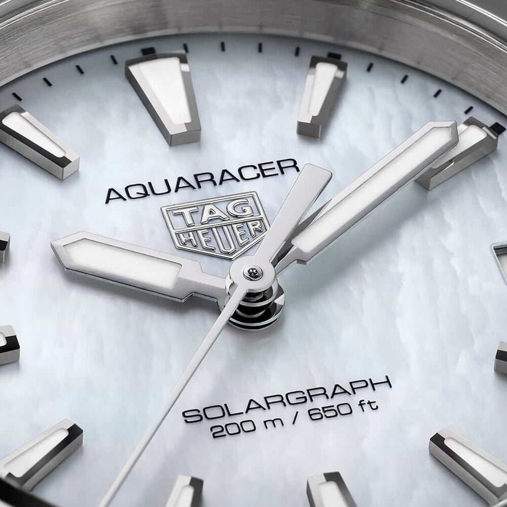 TAG Heuer Aquaracer Professional 200 Solargraph 34mm White Mother of Pearl Dial Steel Bracelet Watch image number 2