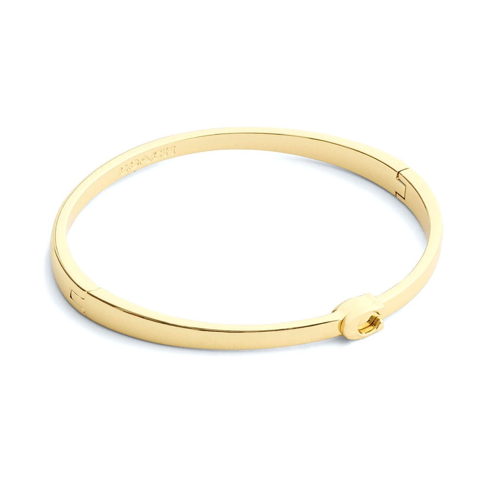 Coach Gold Tone Brass Signature C Bangle Bracelet