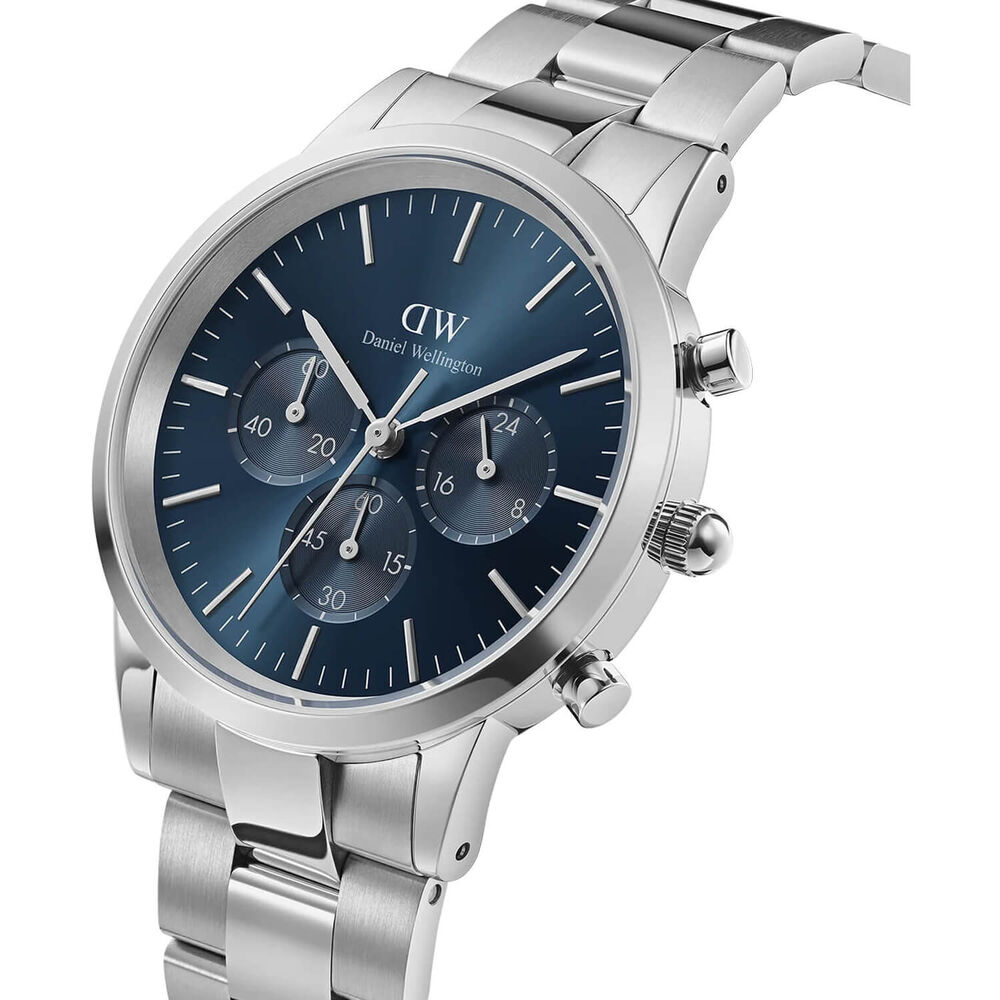Daniel Wellington Iconic Chronograph 42mm Arctic Blue Sunray Dial Steel Case Watch image number 1