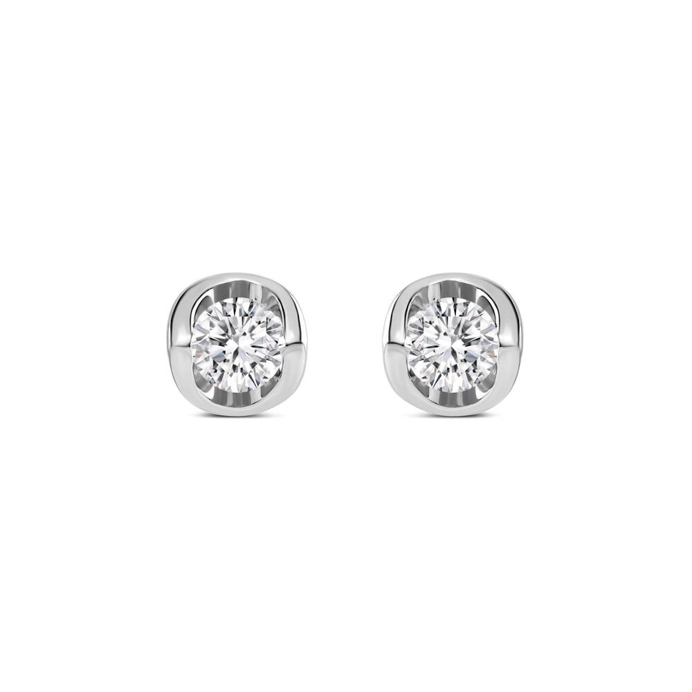 9ct White Gold 0.25ct Diamond Mirror Setting Stud Earrings