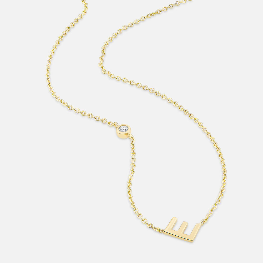 Yellow Gold Plated Vermeil Sterling Silver 0.06ct Lab Grown Diamond Initial E Necklet