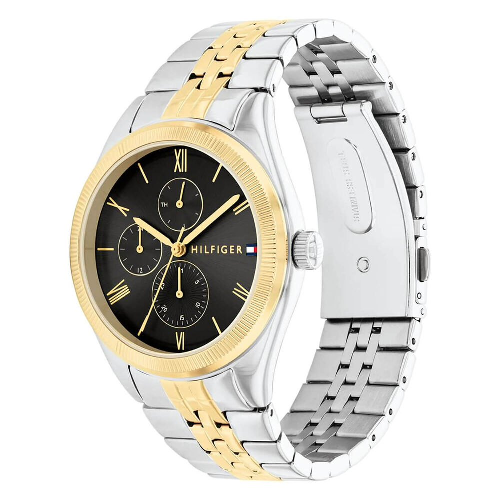 Tommy Hilfiger 38mm Black Dial Steel & Yellow Gold Bracelet Watch