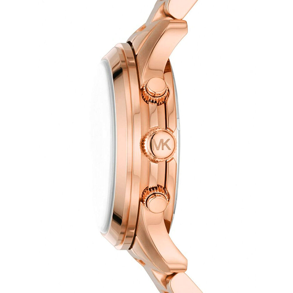 Michael Kors Runway 38mm Pink Chronograph Dial Rose Gold PVD Bracelet Watch