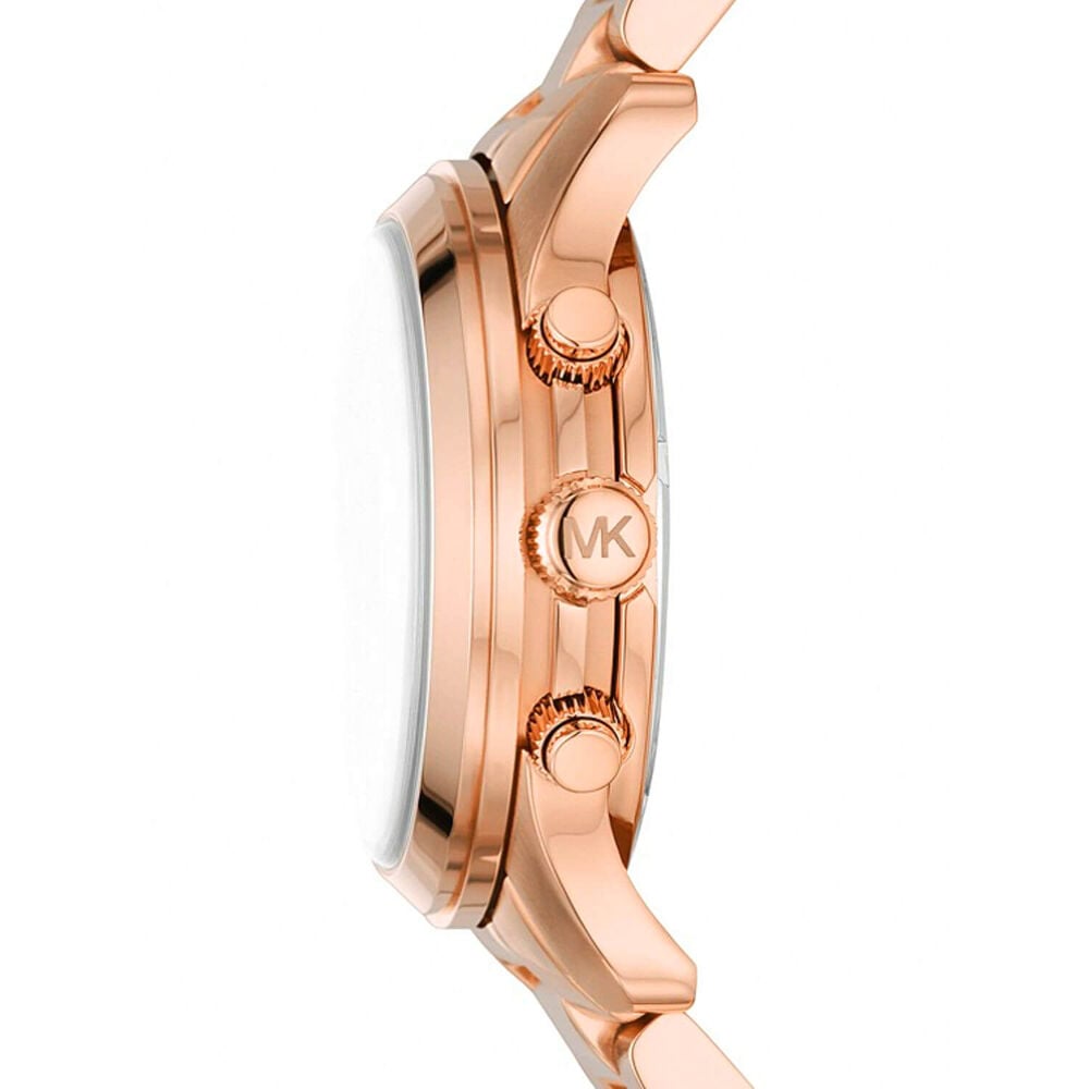 Michael Kors Runway 38mm Pink Chronograph Dial Rose Gold PVD Bracelet Watch image number 1