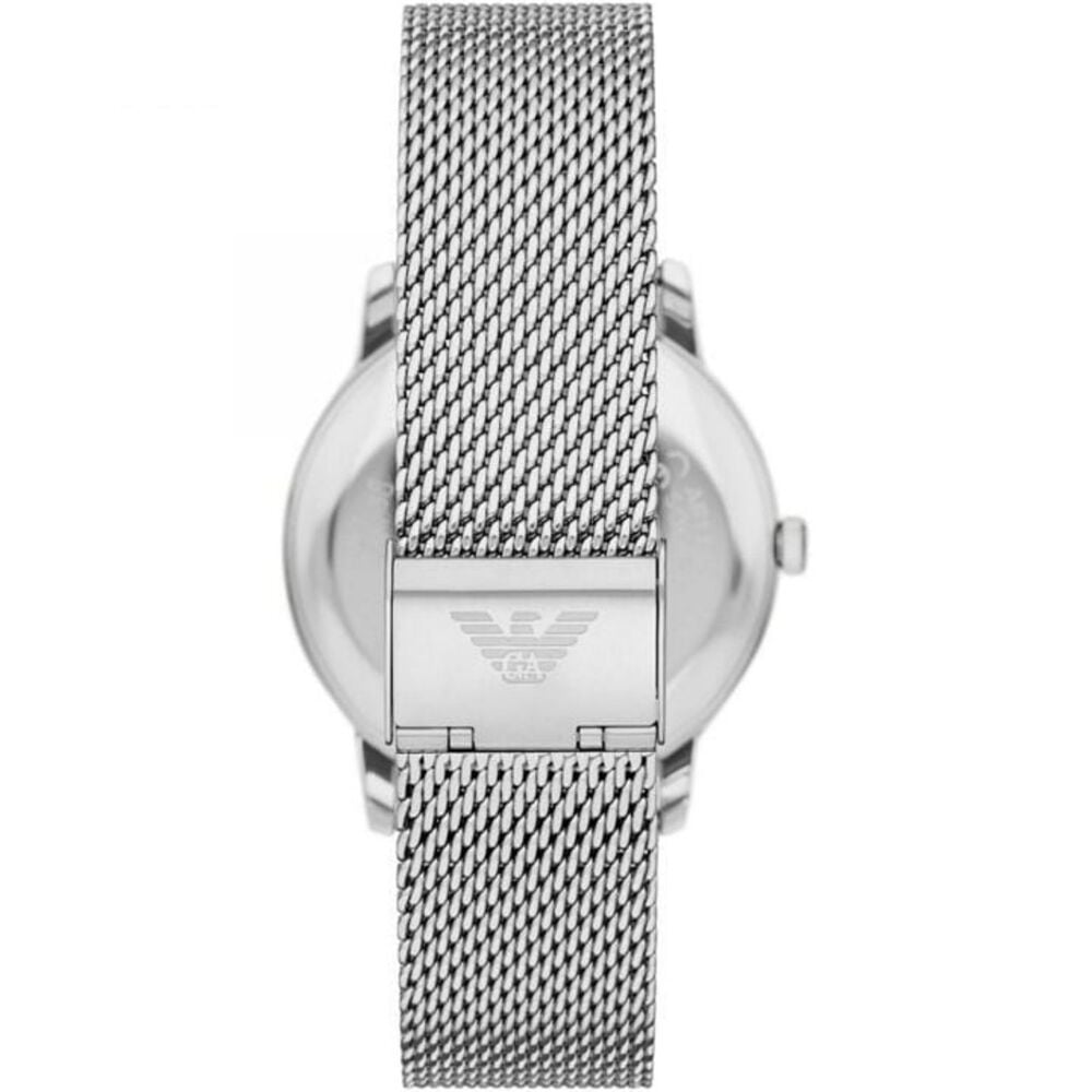 Emporio Armani Minimalist 42mm Blue Dial Mesh Steel Bracelet Watch image number 2