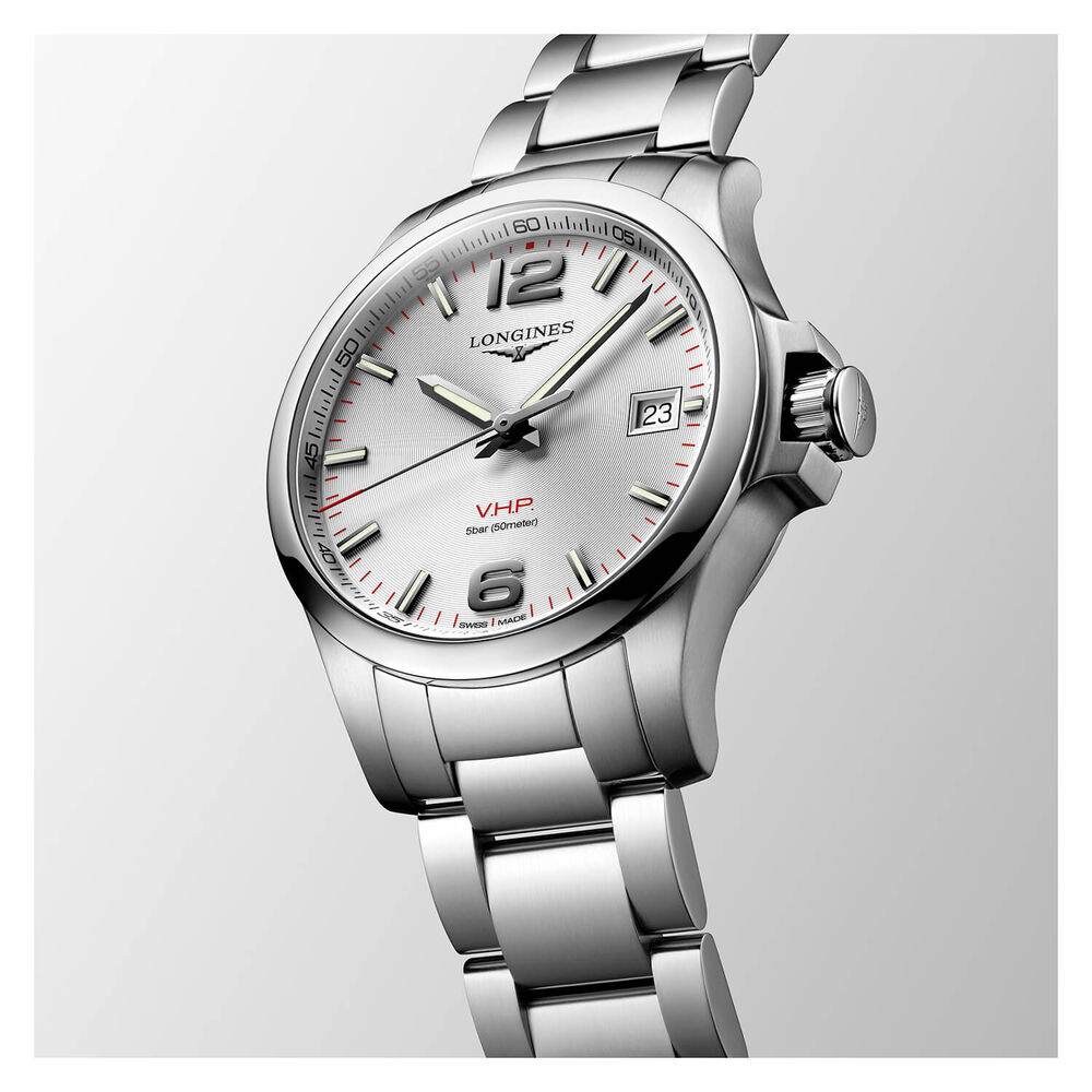 Longines Conquest V.H.P. Silver Dial Steel Bracelet Men's Watch