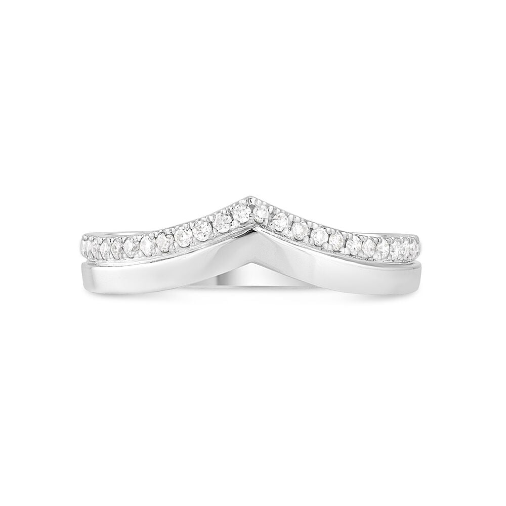9ct White Gold 0.15ct Diamond Wishbone 3mm Ladies' Ring image number 2
