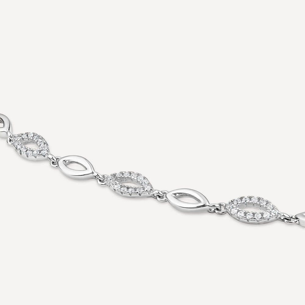 Sterling Silver Marquise Cubic Zirconia Bracelet image number 2