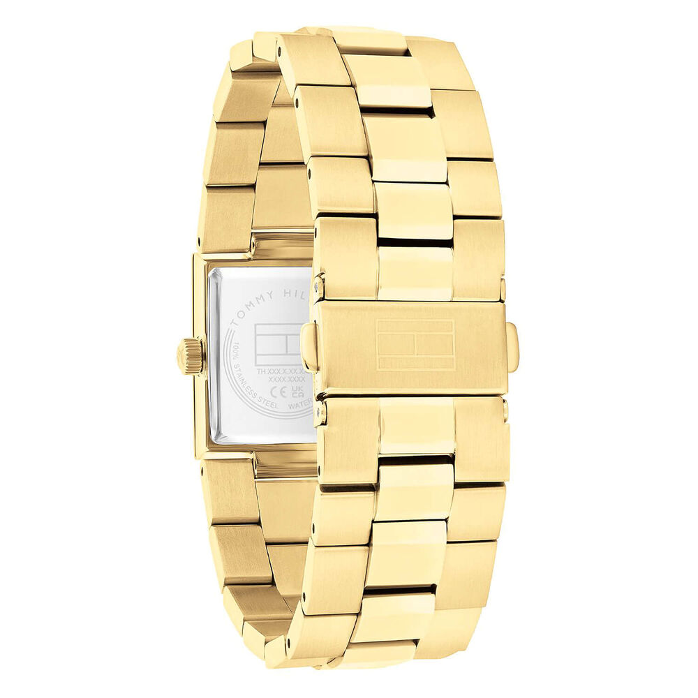 Tommy Hilfiger 25mm Square Gold Dial & Gold-Plated Steel Bracelet Watch image number 2