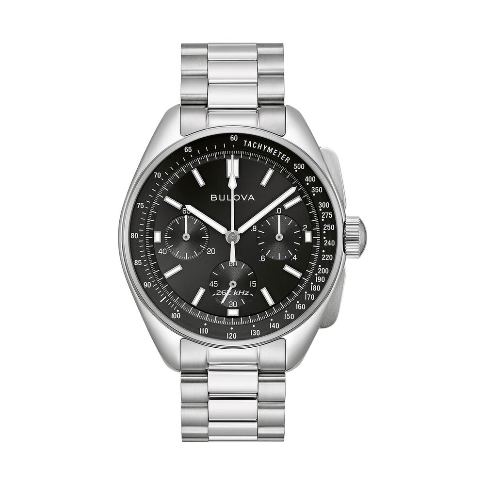 Bulova Lunar Pilot 43.5mm Black Dial Stainless Steel Bracelet Chronograph Watch image number 0