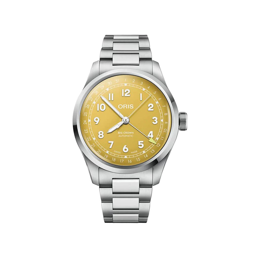 Oris Big Crown Pointer Date 40mm Yellow Dial Steel Bracelet Watch