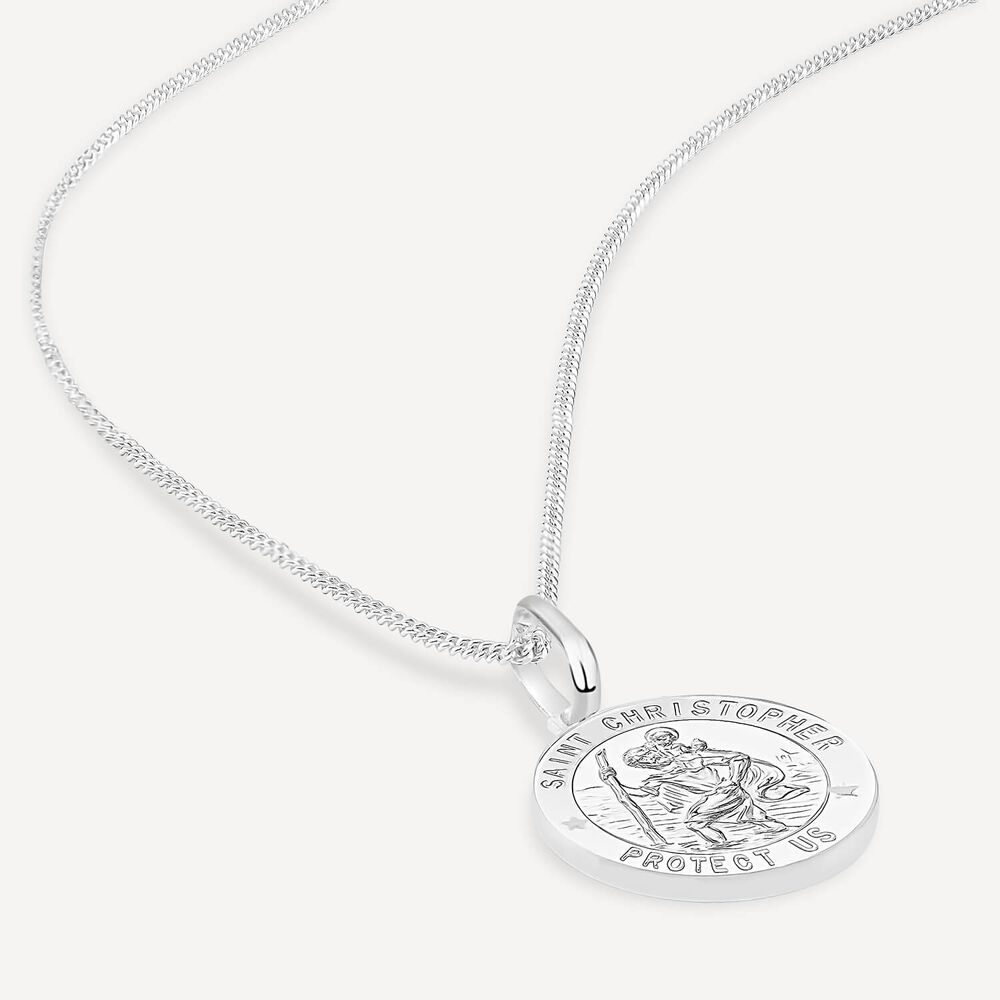 Sterling Silver St Christopher Medal (Chain Included) image number 3