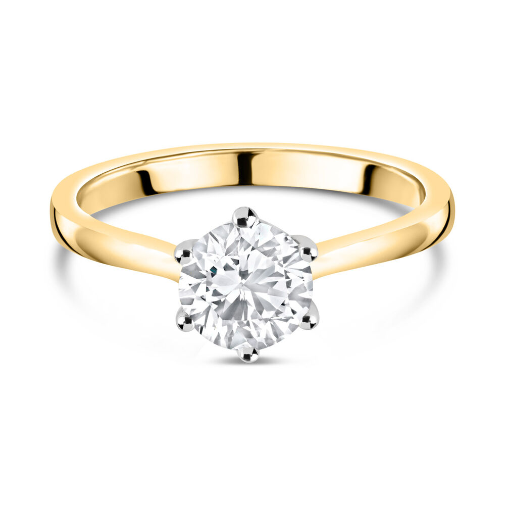 18ct Yellow Gold 1.00ct Diamond Six Claw Ring image number 4