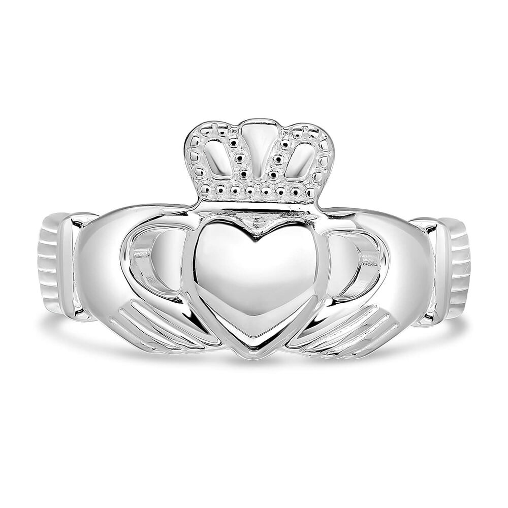 Sterling Silver Puffed Heart Ladies Extra Heavy Claddagh Ring