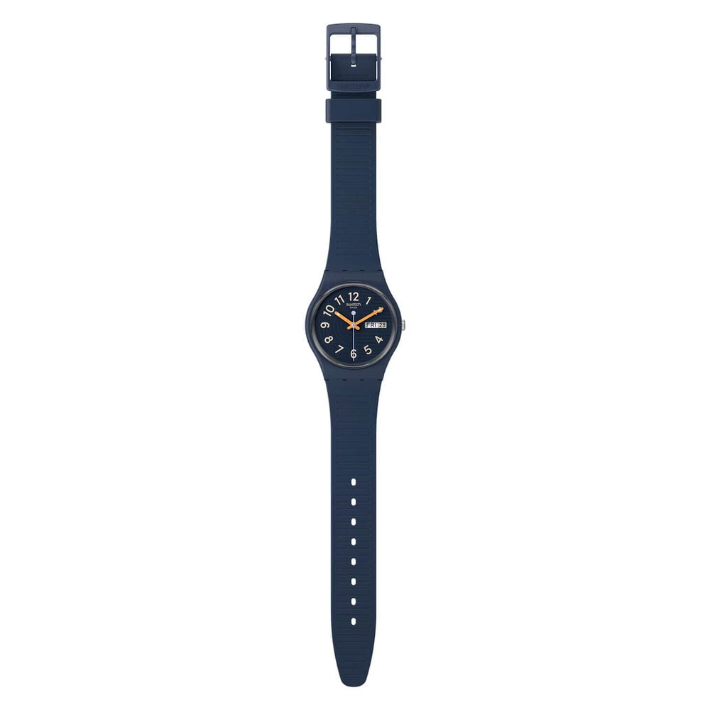 Swatch Trendy Lines at Night 34mm Dark Blue Dial Strap Watch image number 2