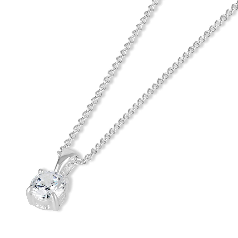 Sterling Silver Cubic Zirconia Round Cut Small Pendant (Chain Included) image number 1