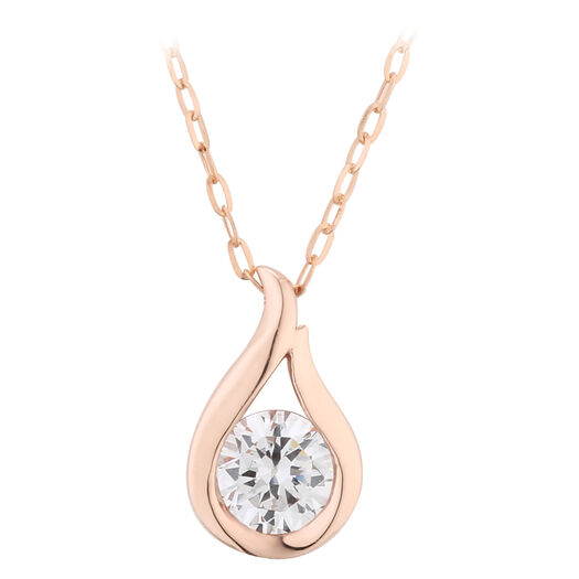 Ladies 9ct Rose Gold Cubic Zirconia In Tear Pendant (Chain Included)