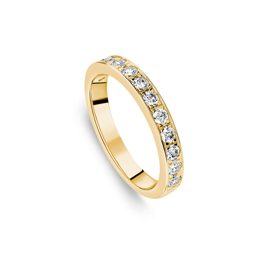9ct Yellow Gold 3mm 0.50ct Diamond Pave Set Wedding Ring