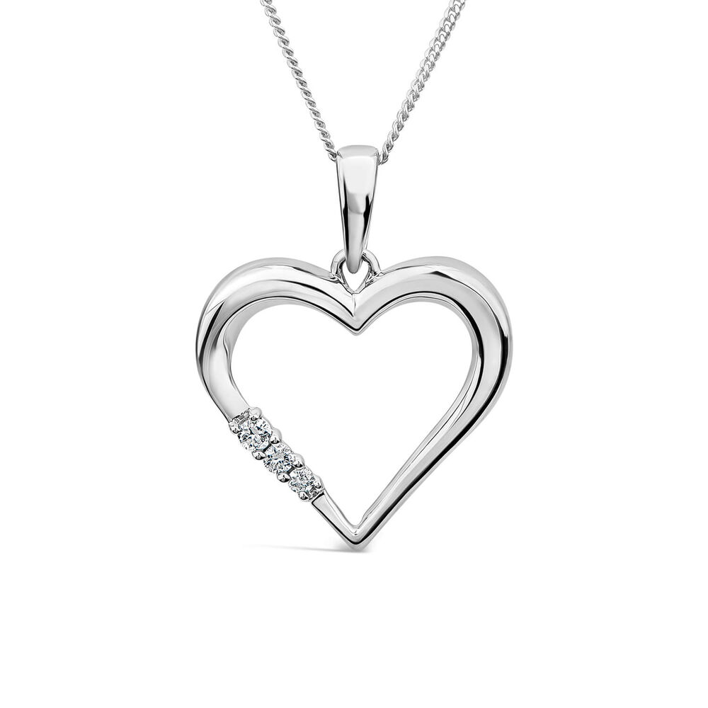 9ct White Gold and Diamond Heart Pendant image number 0
