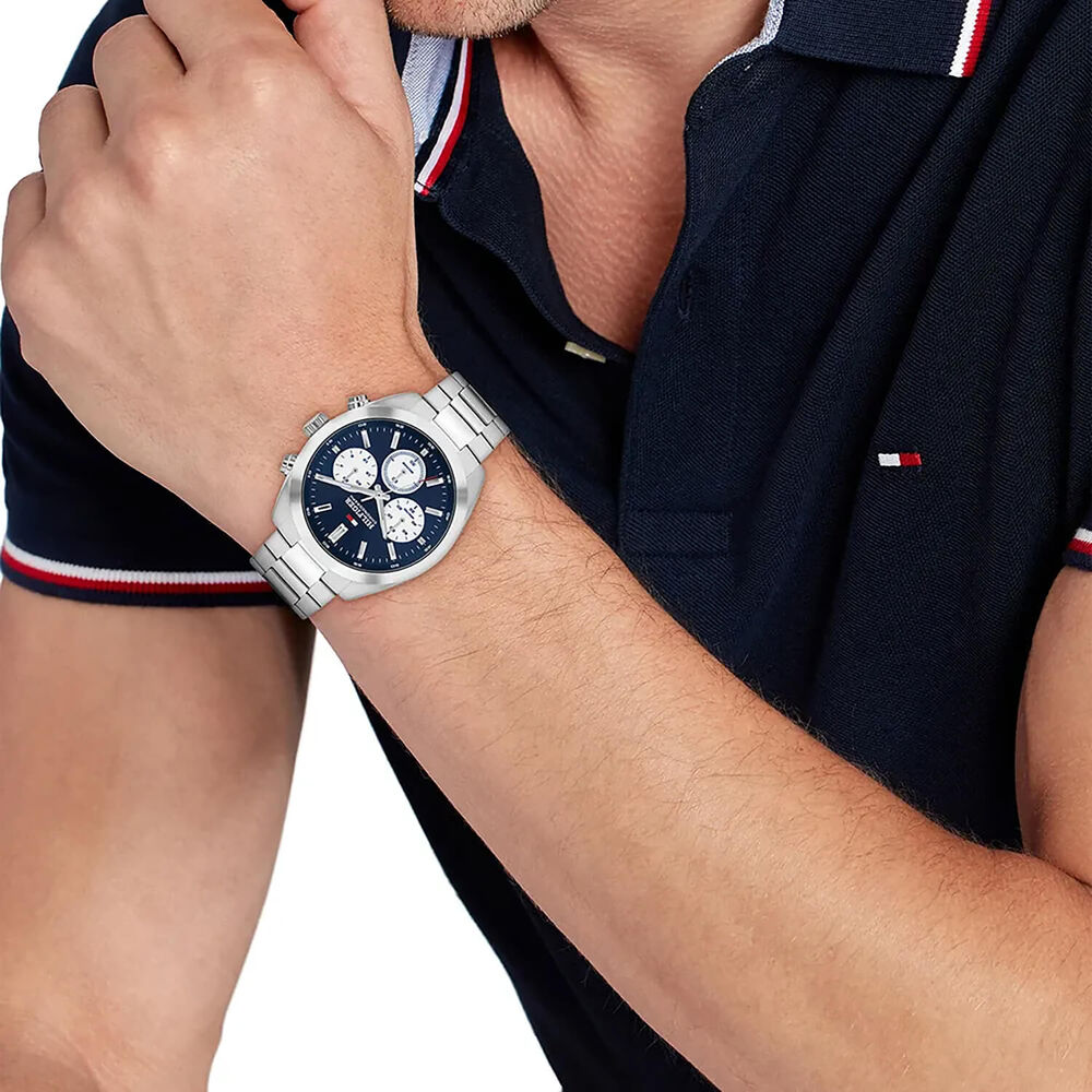Tommy Hilfiger Hudson 40mm Blue Dial Steel Case Bracelet Watch
