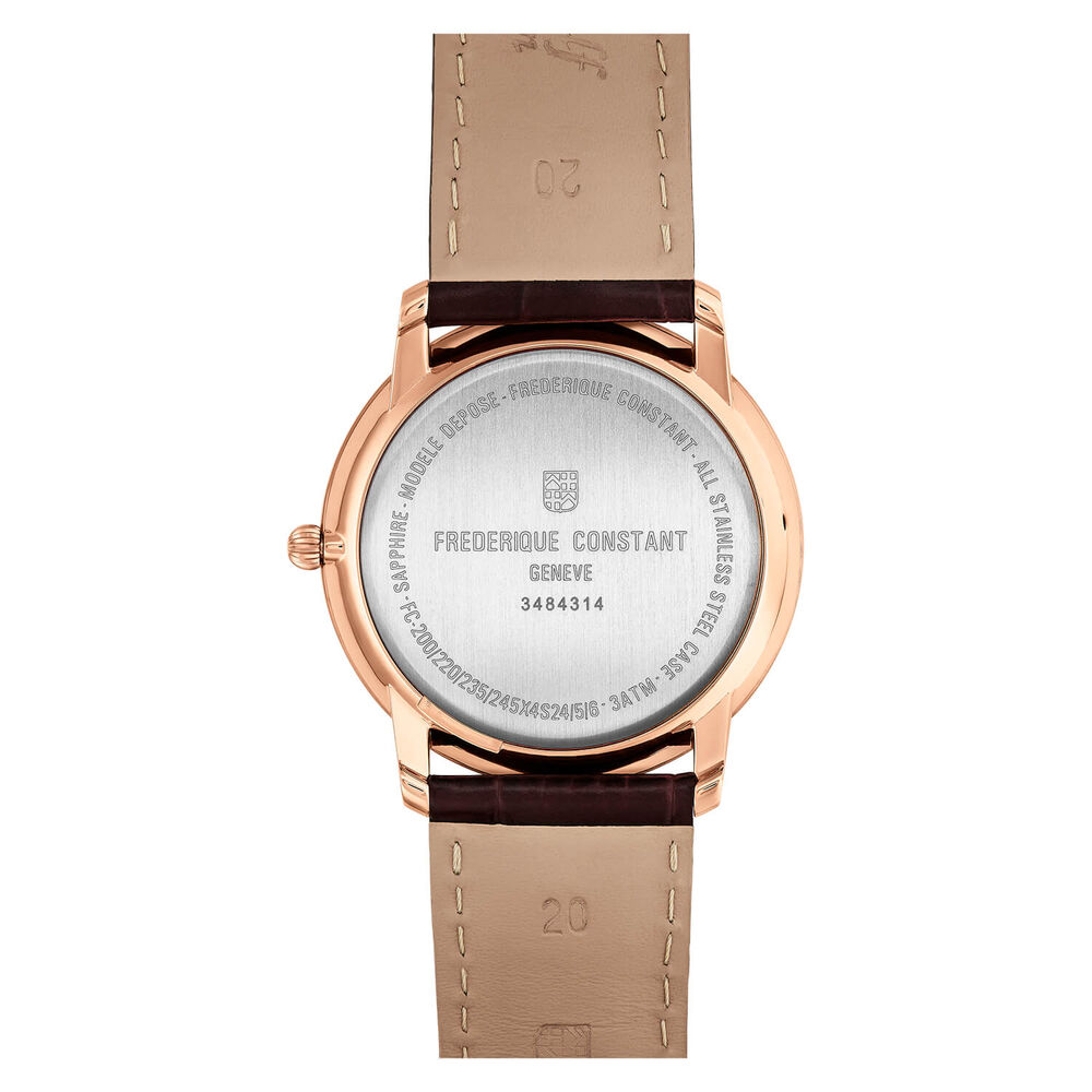 Frederique Constant Slimline Small Seconds Quartz Silver Dial Rose Gold PVD Case Strap Watch image number 2
