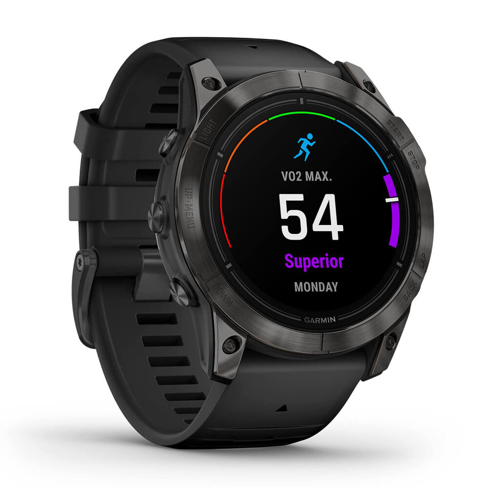 Garmin Epix Pro Gen 2 Sapphire 51mm Carbon Grey DLC Titanium Case Black Silicone Strap Watch image number 5