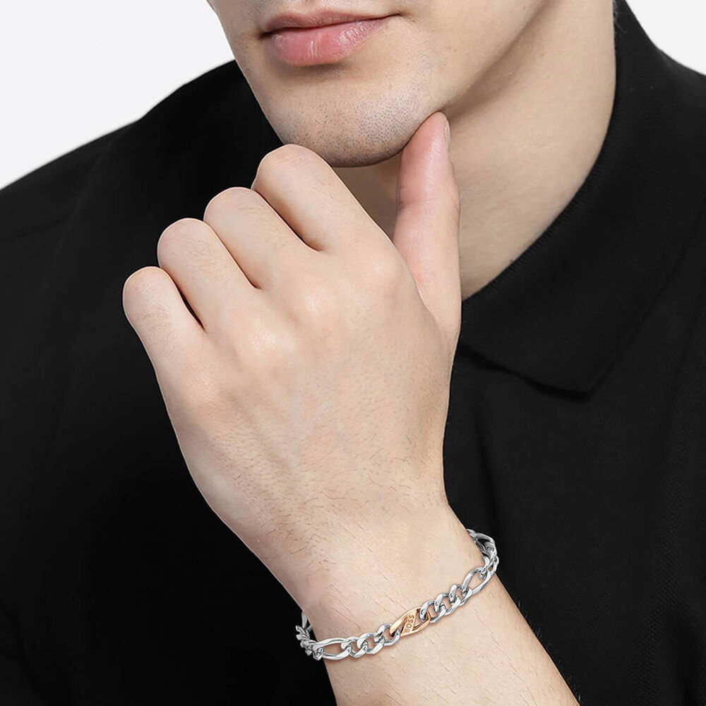 BOSS Rian Two Tone Branded Link Bracelet