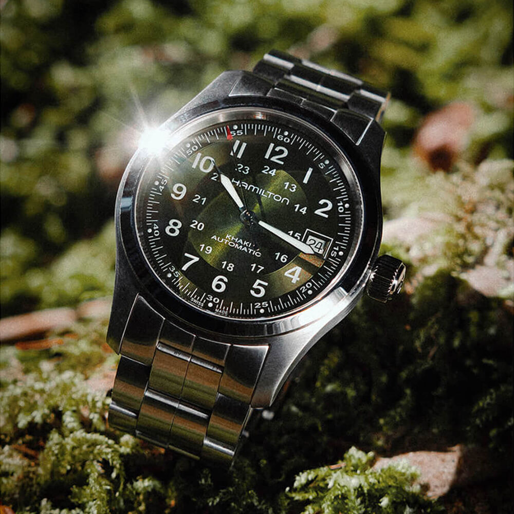 Hamilton Khaki Field 38mm Green Dial Stainless Steel Bracelet Watch
